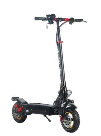 1000W off-road electric scooter in a folded position for storage.