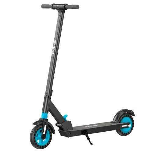 E350W electric scooter in a folded position for portable storage.