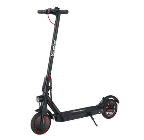 Foldable aluminum alloy electric scooter in a collapsed position.