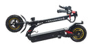 Close-up of 1000W electric scooter handlebar with LCD display and brake controls.